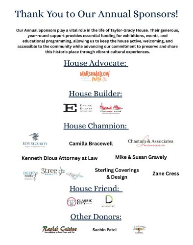 Taylor-Grady House FY26 Sponsors and Community Partners
